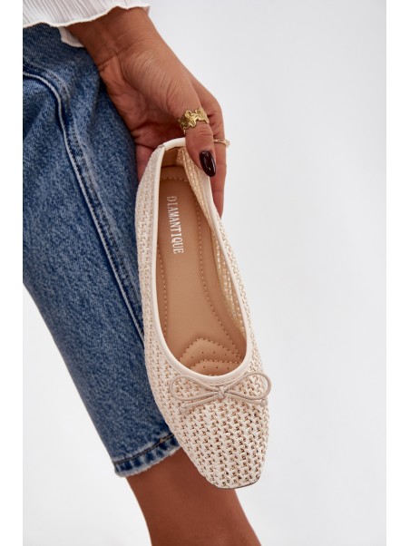 Ballet Flats With Weaving And Bow Ecru Belirra