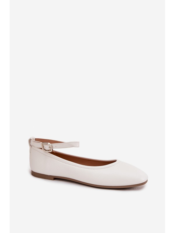 Women's Ballerinas With Strap And Clasp White Janelor