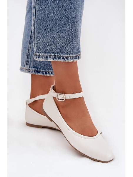 Women's Ballerinas With Strap And Clasp White Janelor