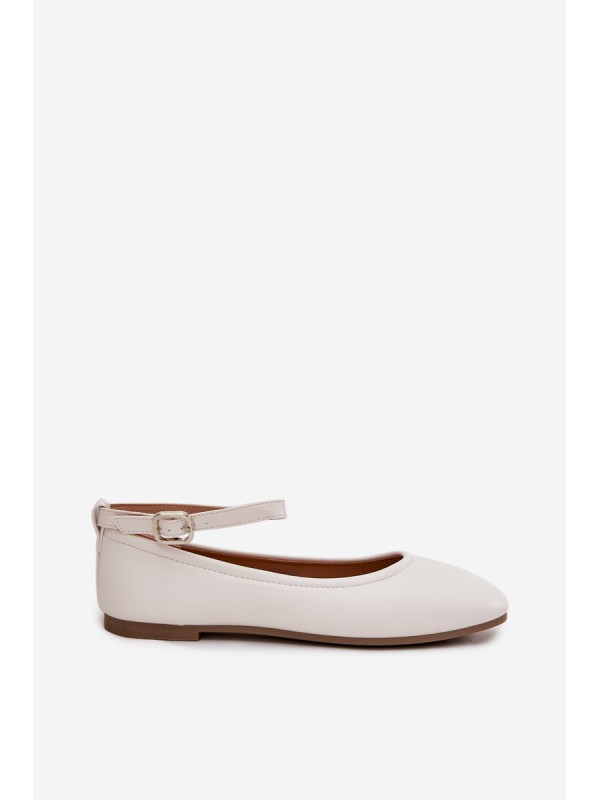 Women's Ballerinas With Strap And Clasp White Janelor
