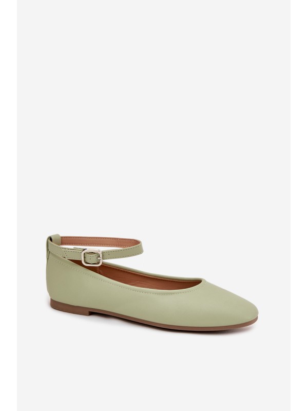 Women's Ballerinas With Strap And Clasp Green Janelor
