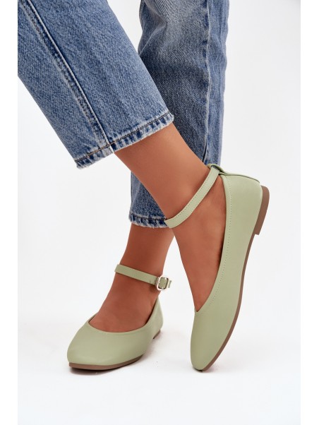 Women's Ballerinas With Strap And Clasp Green Janelor