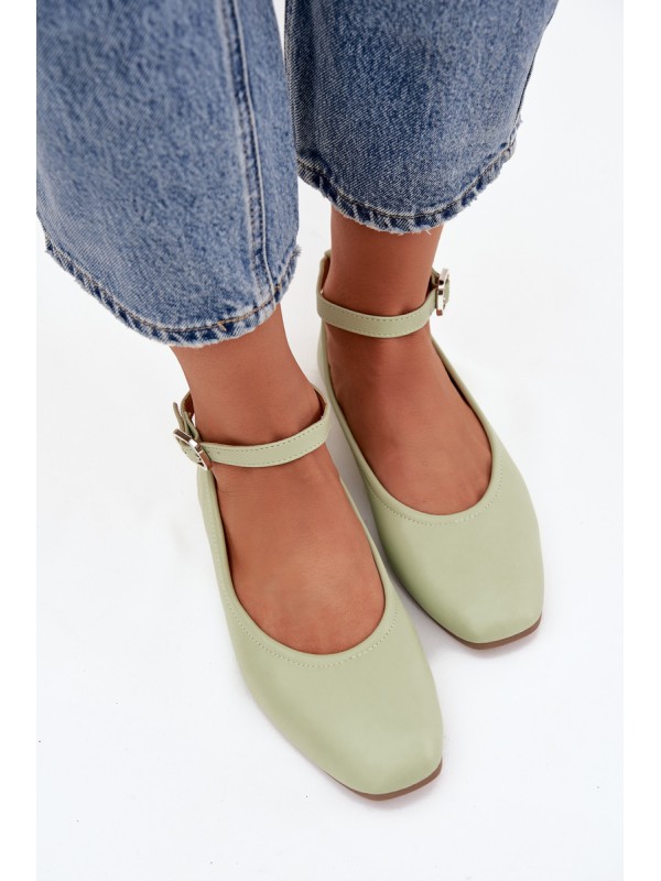 Women's Ballerinas With Strap And Clasp Green Janelor