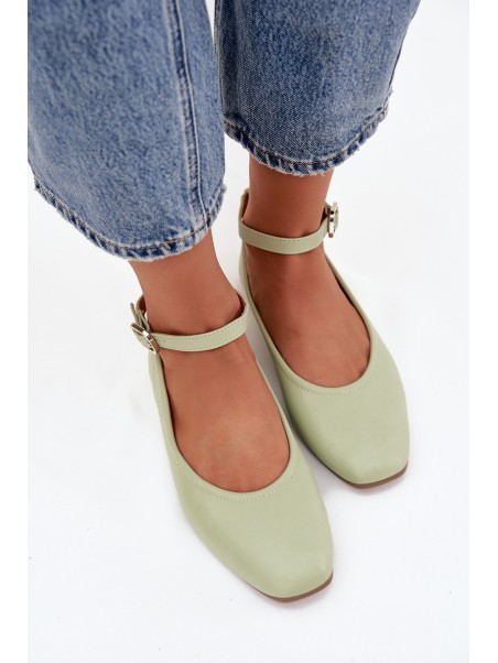 Women's Ballerinas With Strap And Clasp Green Janelor
