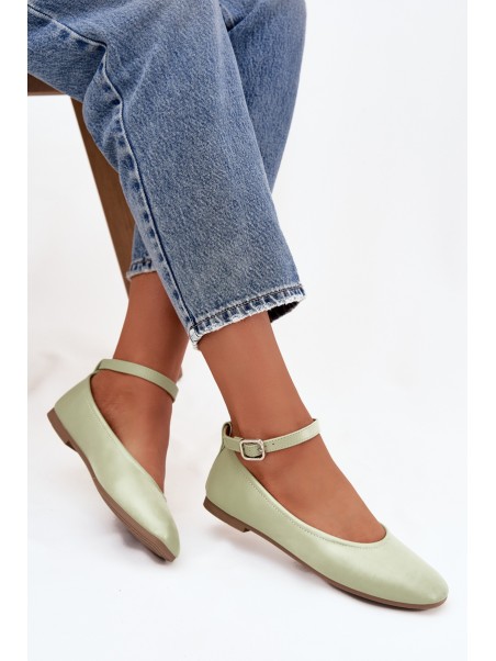 Women's Ballerinas With Strap And Clasp Green Janelor