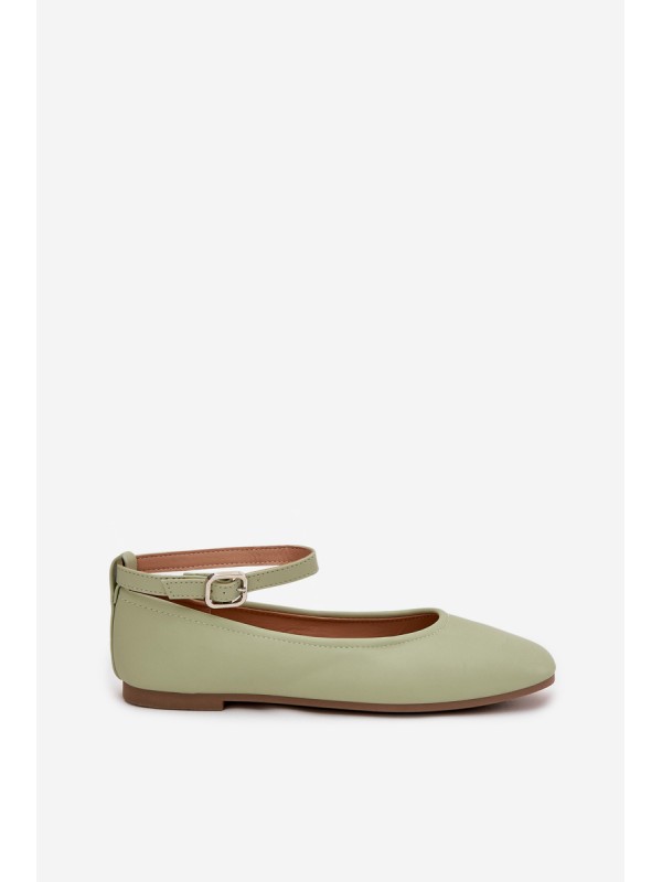 Women's Ballerinas With Strap And Clasp Green Janelor
