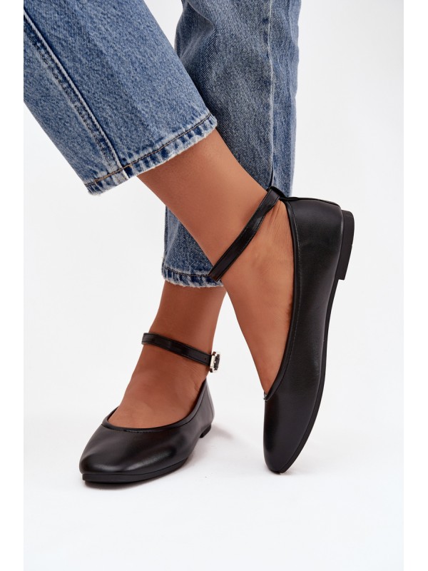 Women's Ballerinas With Strap And Clasp Black Janelor 2