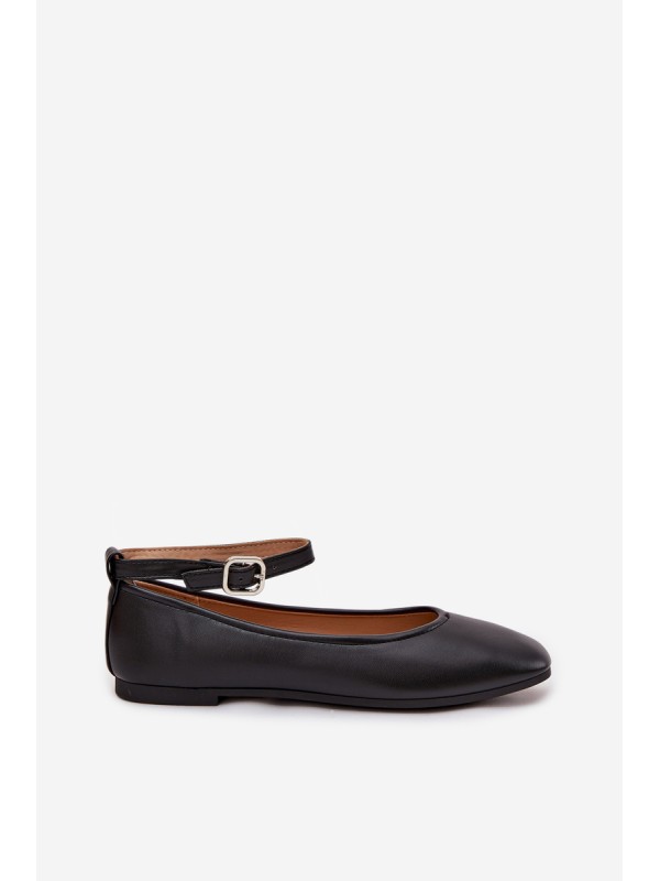 Women's Ballerinas With Strap And Clasp Black Janelor