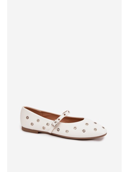 Women's Ballerinas With Silver Elements White Marivon