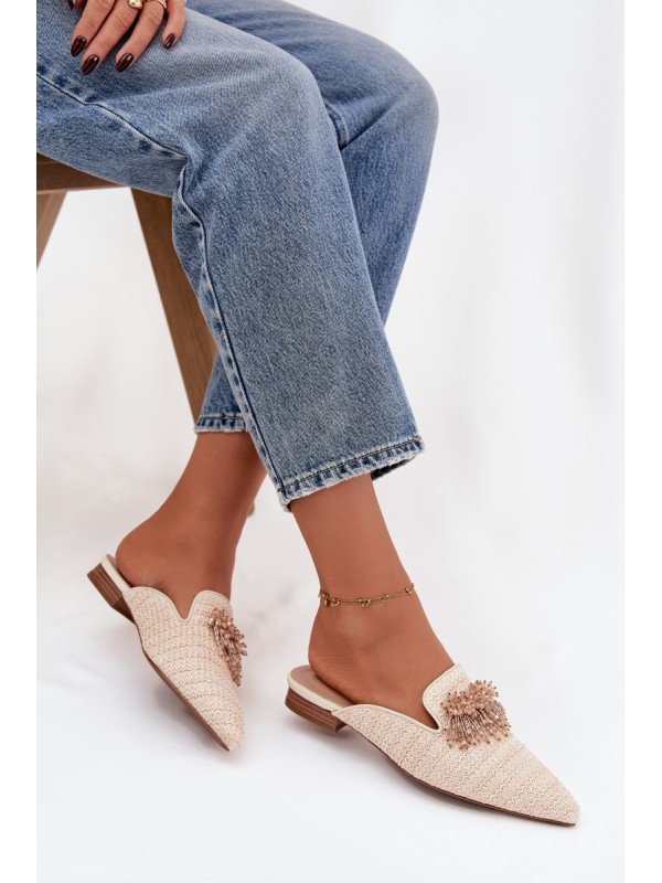 Women's Slippers With Decoration Beige Katrine