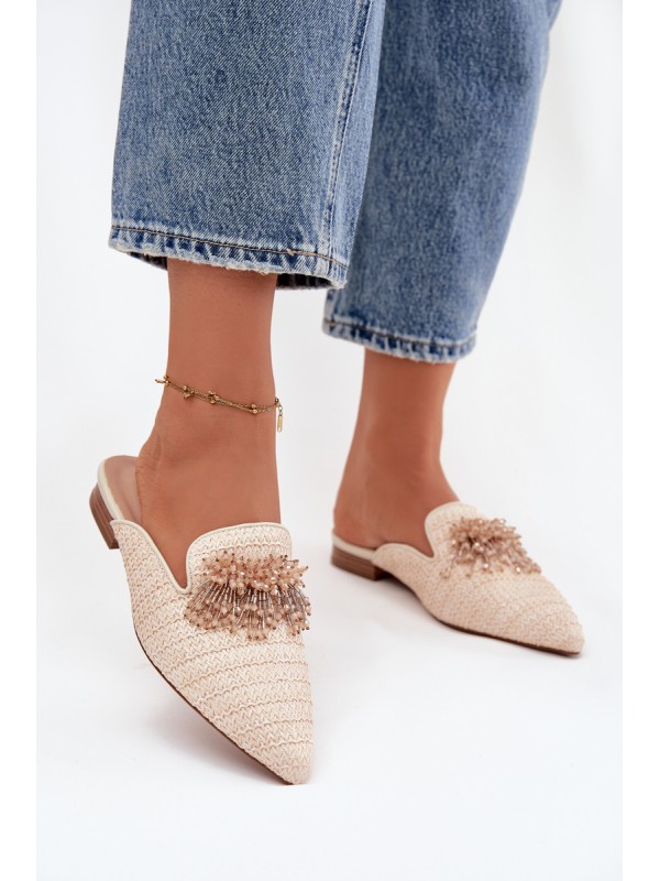 Women's Slippers With Decoration Beige Katrine
