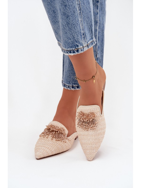 Women's Slippers With Decoration Beige Katrine