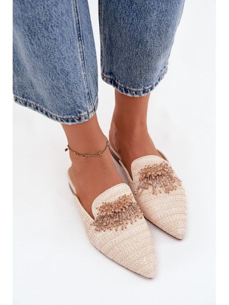 Women's Slippers With Decoration Beige Katrine