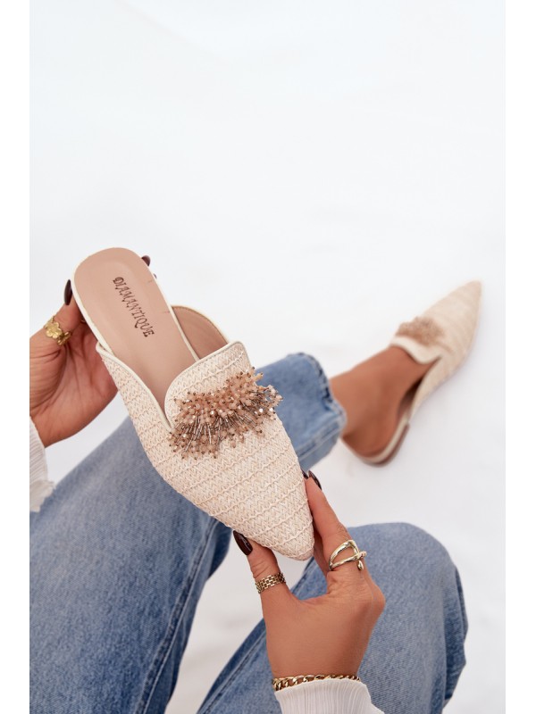 Women's Slippers With Decoration Beige Katrine