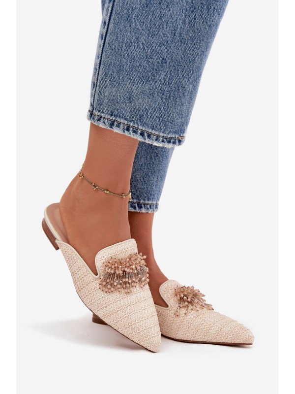 Women's Slippers With Decoration Beige Katrine