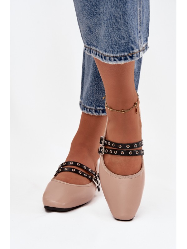 Women's Ballerinas With Straps Beige Deliora