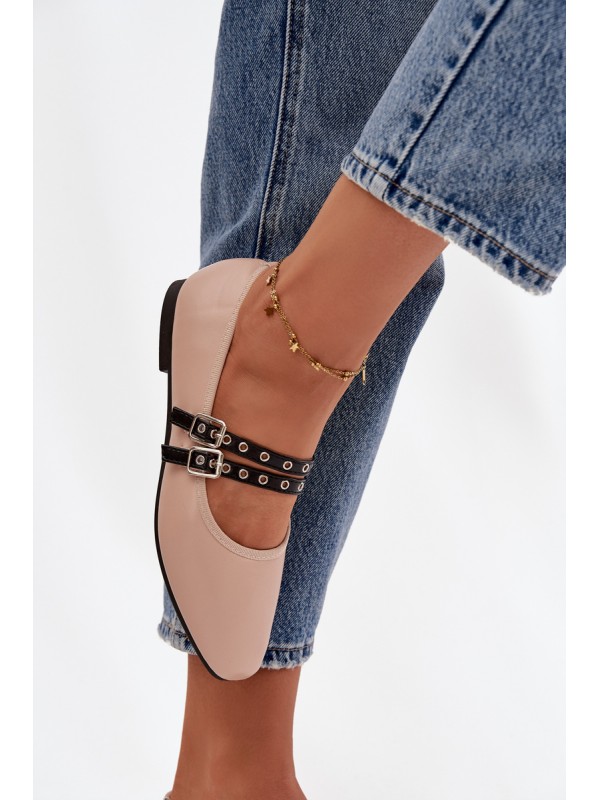 Women's Ballerinas With Straps Beige Deliora