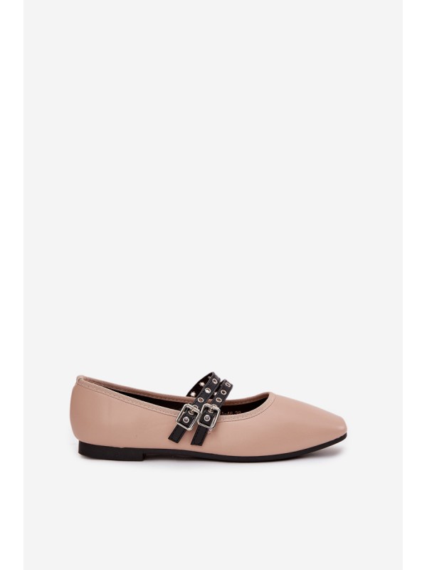 Women's Ballerinas With Straps Beige Deliora