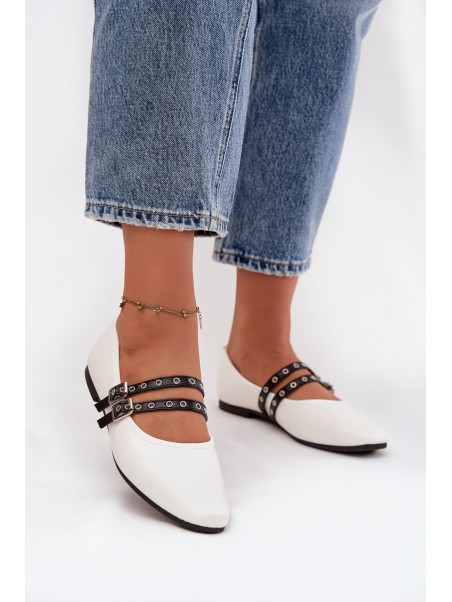 Women's Balerinas With Straps White Deliora