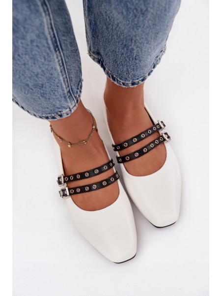 Women's Balerinas With Straps White Deliora