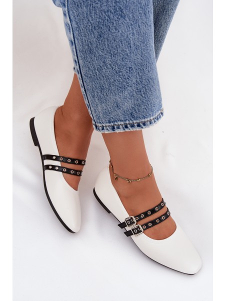 Women's Balerinas With Straps White Deliora