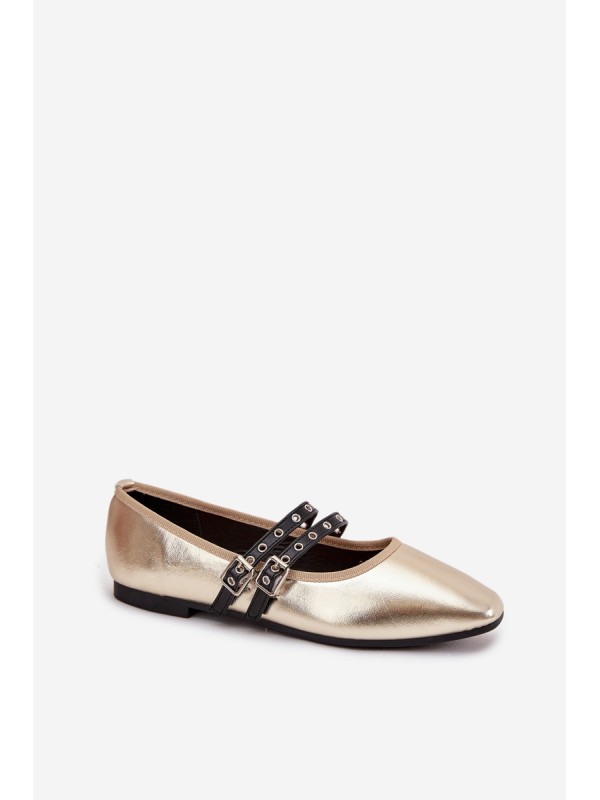 Women's Ballerinas With Golden Straps Deliora