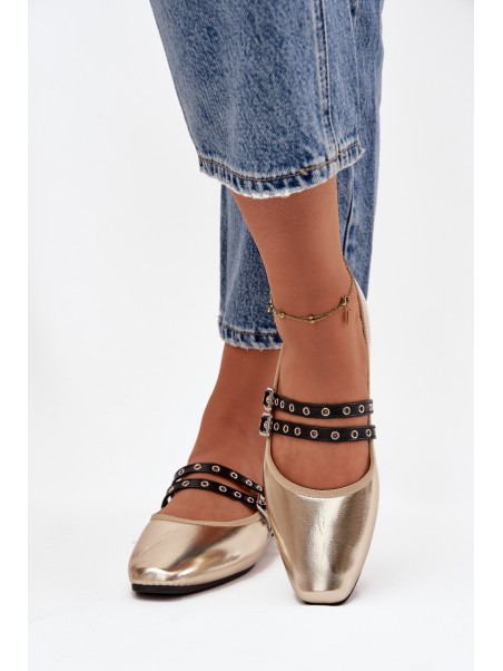 Women's Ballerinas With Golden Straps Deliora