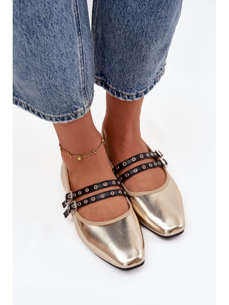 Women's Ballerinas With Golden Straps Deliora