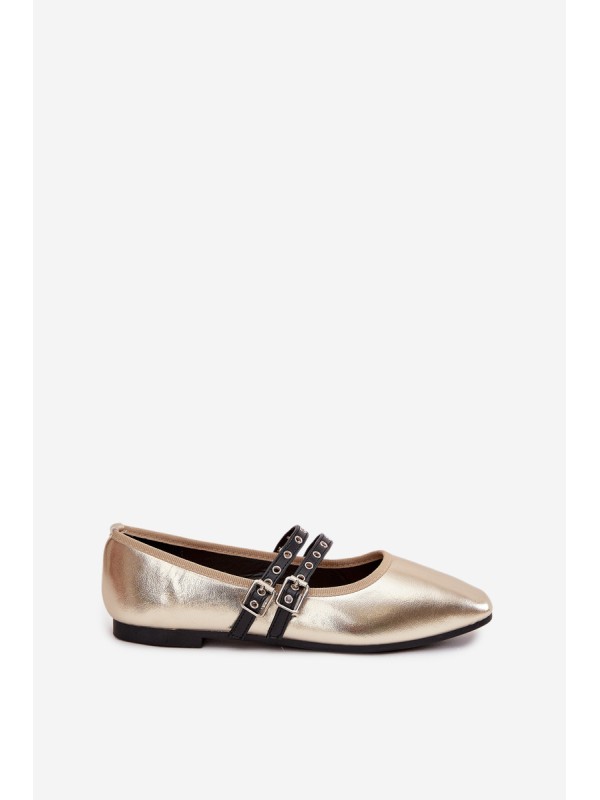 Women's Ballerinas With Golden Straps Deliora