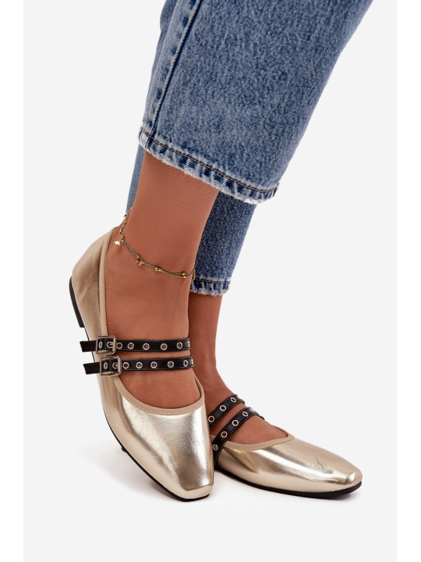 Women's Ballerinas With Golden Straps Deliora