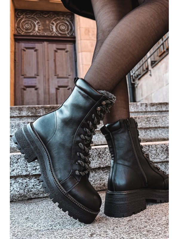 Women's trapper boots made of eco leather black Bellora 2