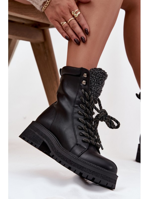 Women's trapper boots made of eco leather black Bellora