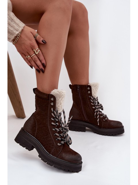 Women's trapper boots made of eco leather chocolate Bellora 2