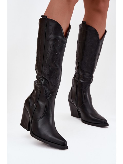 Cowboy Boots On Heel Eco Leather Insulated Black Zareen 2