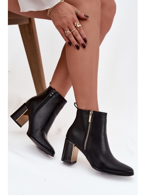 Women's Block Heeled Boots Made of Eco Leather Black Camilyn