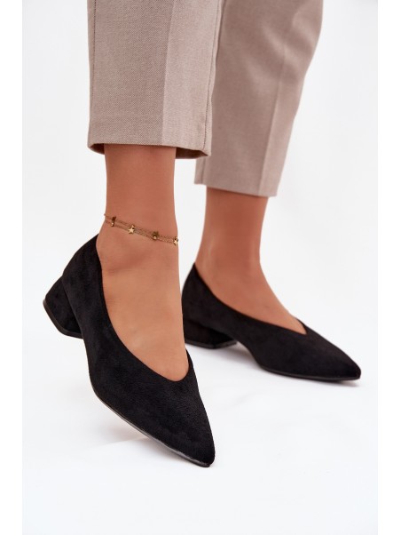 Block heel pumps with eco suede black Karielle