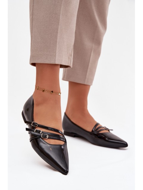 Patent Leather Ballerinas With Straps Black Palenna 2