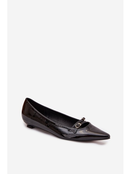 Patent Leather Ballerinas With Straps Black Zarelia