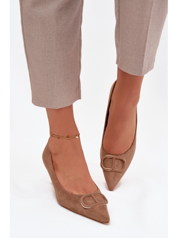 Women's High Heels with Decorative Detail Dark Beige Amelora