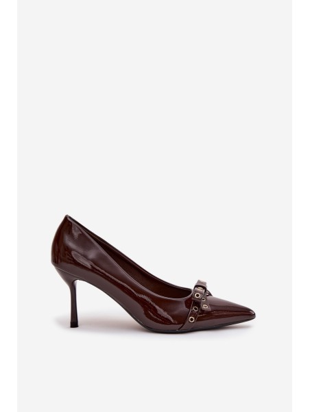 Patent Leather Heels With Bow Chocolate Janisse