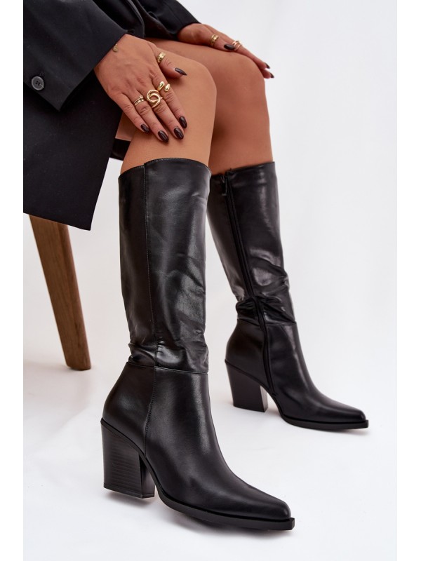 Women's Platform Boots with Lining Black Katelle