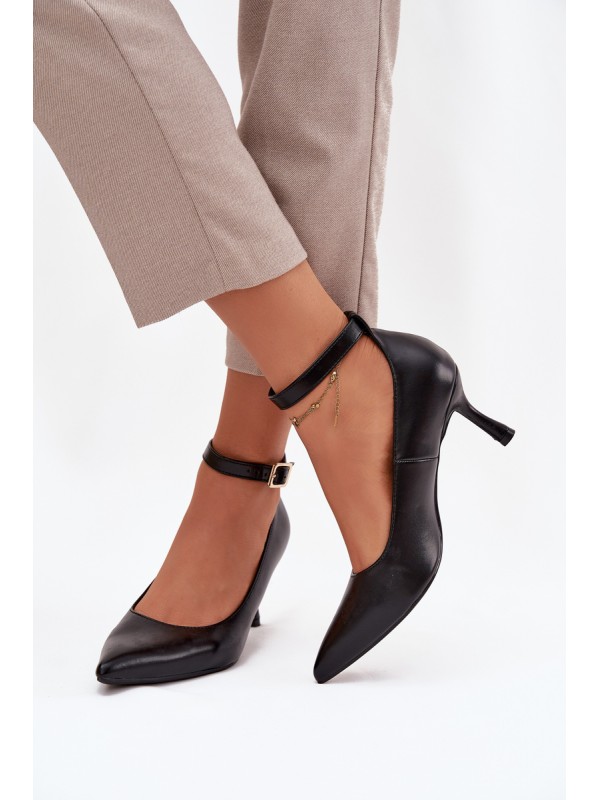 High heels pumps with strap black Perrine