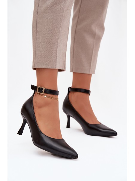 High heels pumps with strap black Perrine