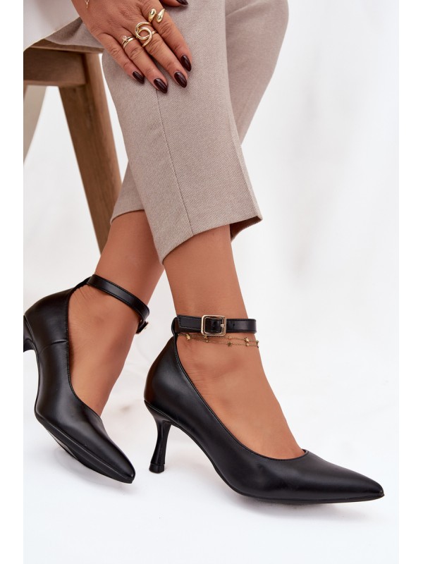 High heels pumps with strap black Perrine