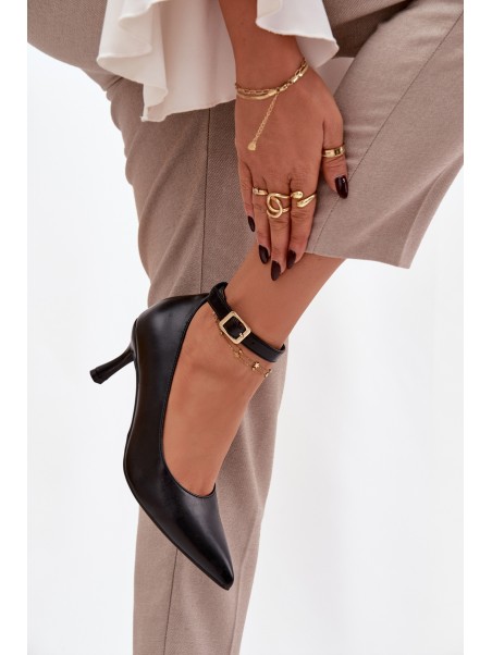 High heels pumps with strap black Perrine