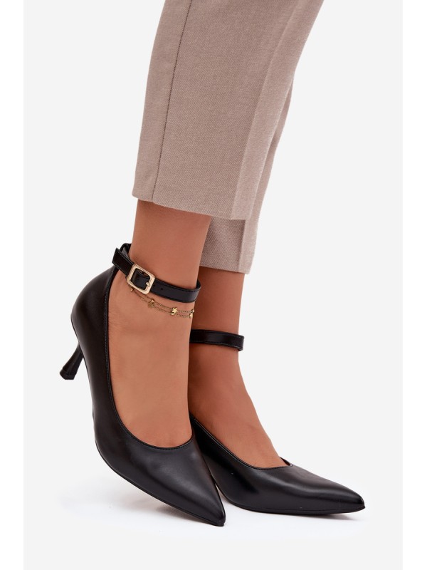 High heels pumps with strap black Perrine