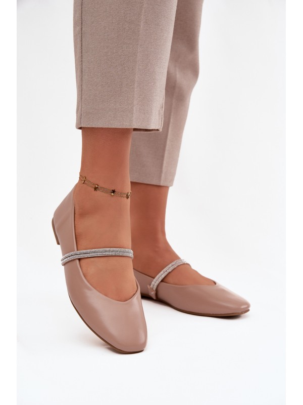 Women's Ballerinas With Shiny Straps Dark Beige Ilirene