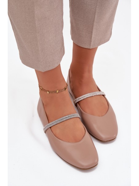 Women's Ballerinas With Shiny Straps Dark Beige Ilirene