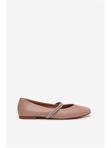 Women's Ballerinas With Shiny Straps Dark Beige Ilirene