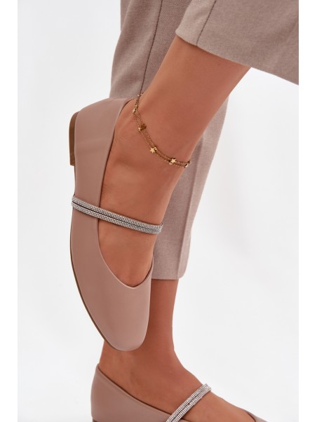 Women's Ballerinas With Shiny Straps Dark Beige Ilirene